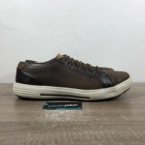 Skechers Relaxed Fit Porter Ressen Lace Up Leather Brown Sneakers Men 13 64737W